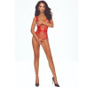 Passion - Bs115 Bodystocking Grid Rouge